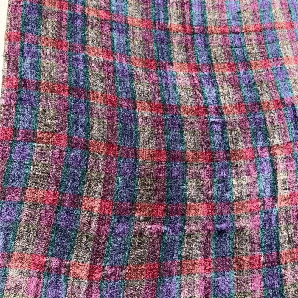 Dark Plaid Chenille Fringed Sofa Throw Blanket Traditional Living Room 60x49